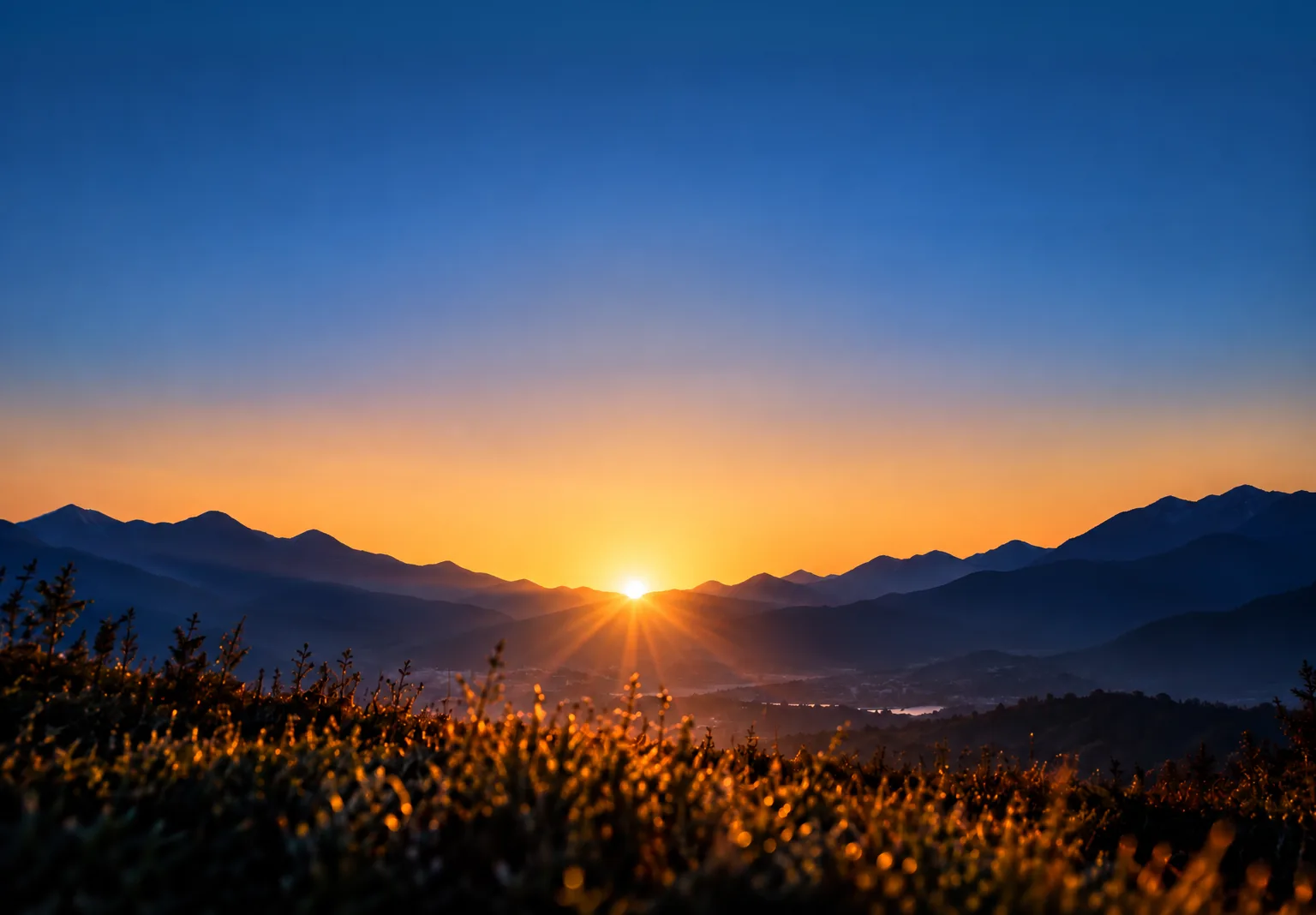 Sunrise over a mountain range